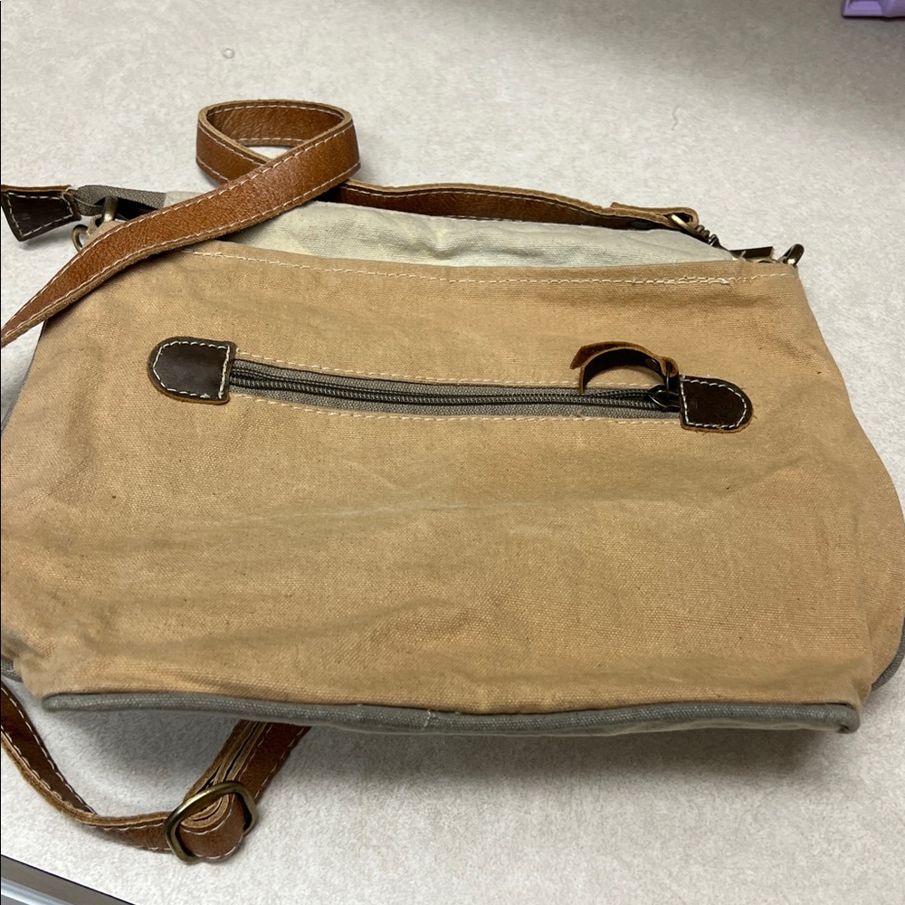 Tan and Brown Crossbody Bag with Inspirational Quote - Picture 3 of 3
